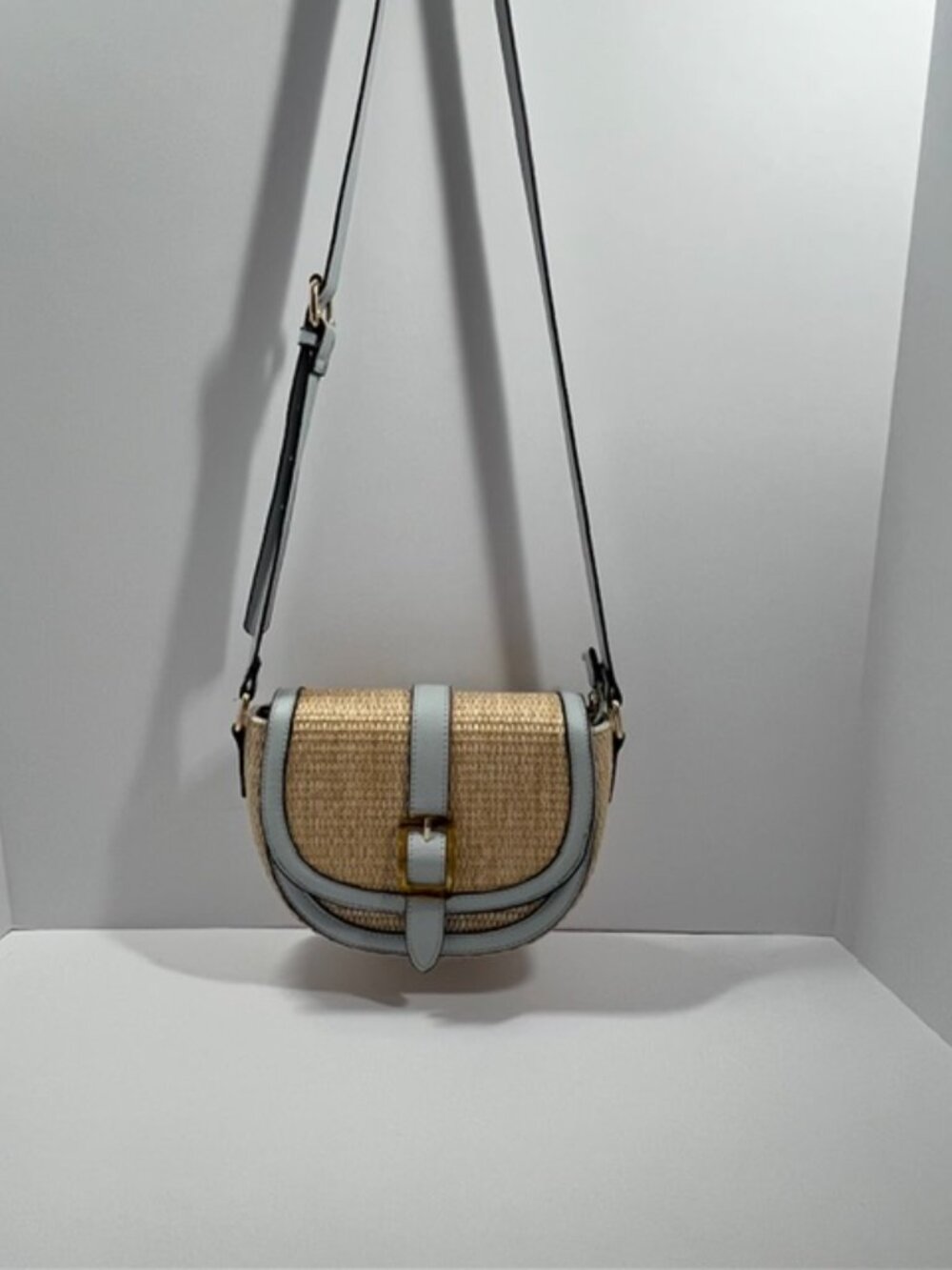 Izzy & Ali Straw & Vegan Leather Crossbody Shoulder Bag, New without Tags - Picture 2 of 9